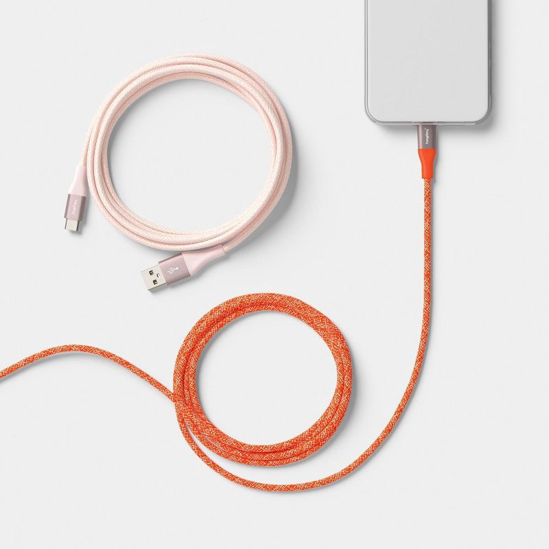 slide 2 of 3, 4ft USB-A to USB-C Braided Cable 2pk - heyday™ Cosmetic Pink Poppy, 2 ct; 4 ft