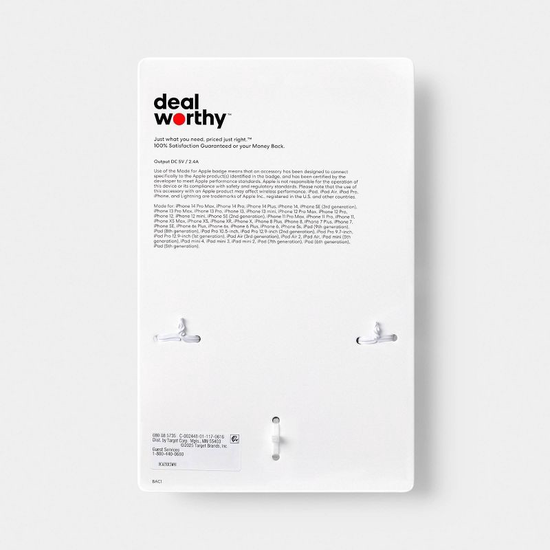 slide 3 of 3, 10ft USB-A to Lightning Cable - dealworthy™ White, 10 ft