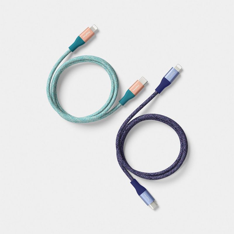 slide 3 of 3, 4ft USB-C to Lightning Braided Cable 2pk - heyday™ Future Dusk Deep Sage, 2 ct; 4 ft