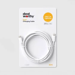 10ft USB-C to Lightning Cable - dealworthy™ White
