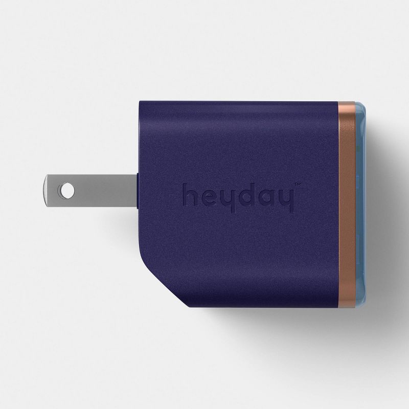 slide 2 of 3, Wall Charger 2 Port USB-A + USB-C 25W - heyday™ Fluted Future Dusk Blue, 1 ct