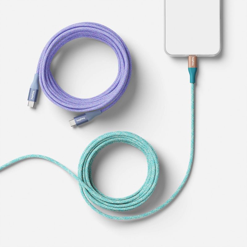 slide 2 of 3, 10ft USB-C to USB-C Braided Cable 2pk - heyday™ Deep Sage Peri-Blue, 10 ft, 2 ct