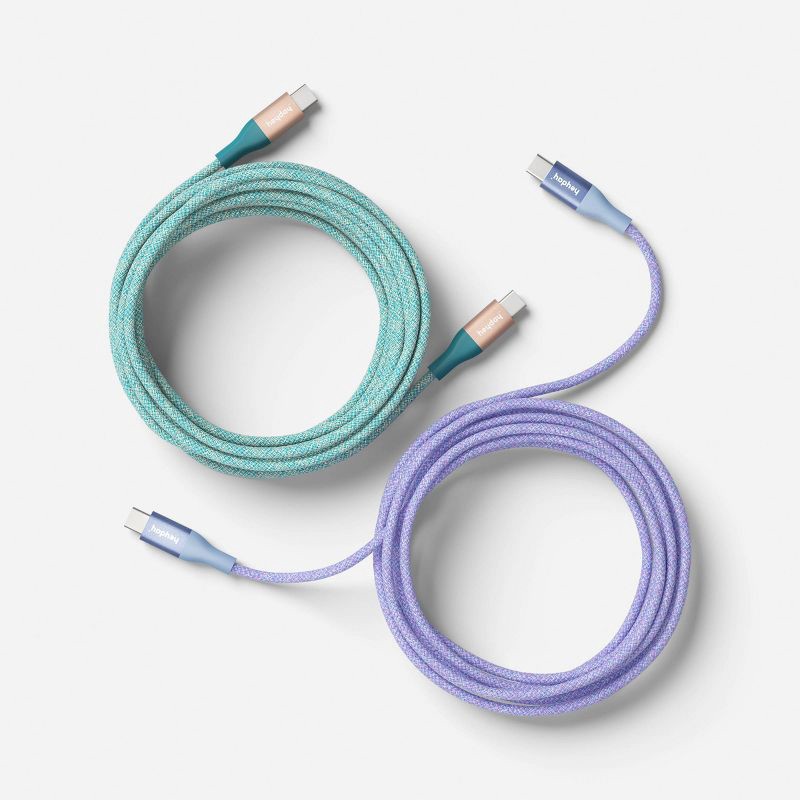 slide 3 of 3, 10ft USB-C to USB-C Braided Cable 2pk - heyday™ Deep Sage Peri-Blue, 10 ft, 2 ct