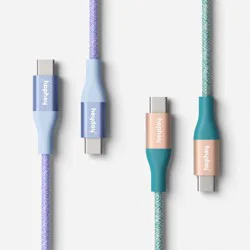 10ft USB-C to USB-C Braided Cable 2pk - heyday™ Deep Sage Peri-Blue