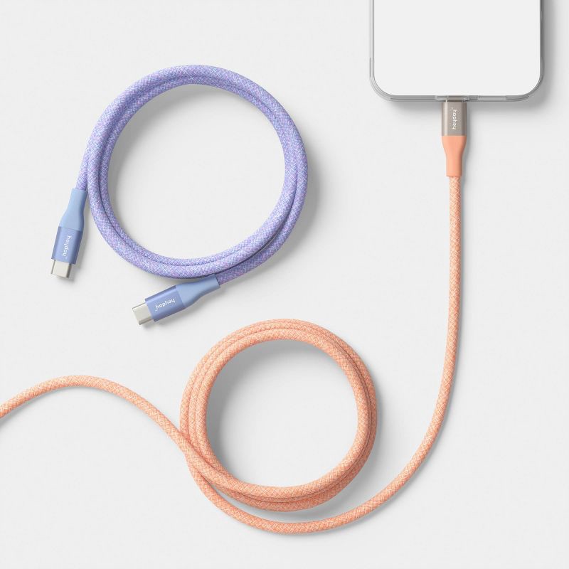 slide 2 of 3, 4ft USB-C to USB-C Braided Cable 2pk - heyday™ Peri-Blue Peach, 2 ct; 4 ft