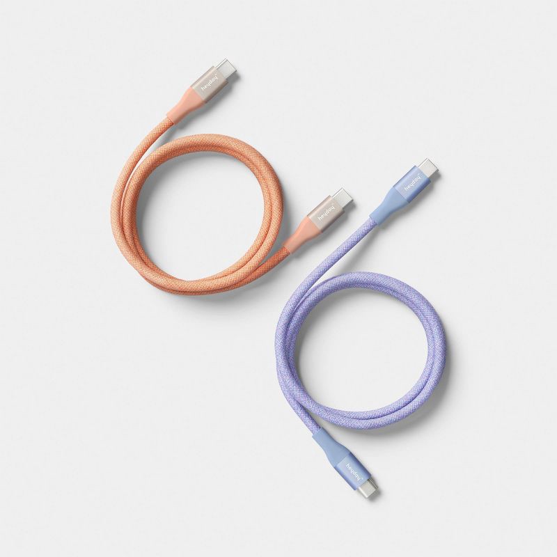 slide 3 of 3, 4ft USB-C to USB-C Braided Cable 2pk - heyday™ Peri-Blue Peach, 2 ct; 4 ft