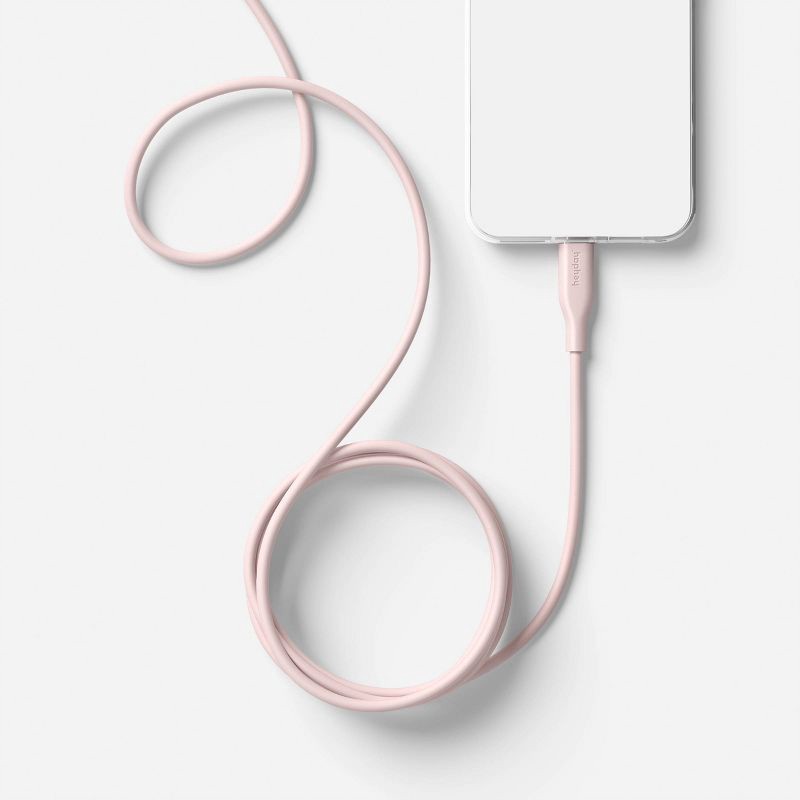slide 2 of 3, 4ft USB-A to USB-C Silicone Cable -heyday™ Cosmetic Pink, 4 ft
