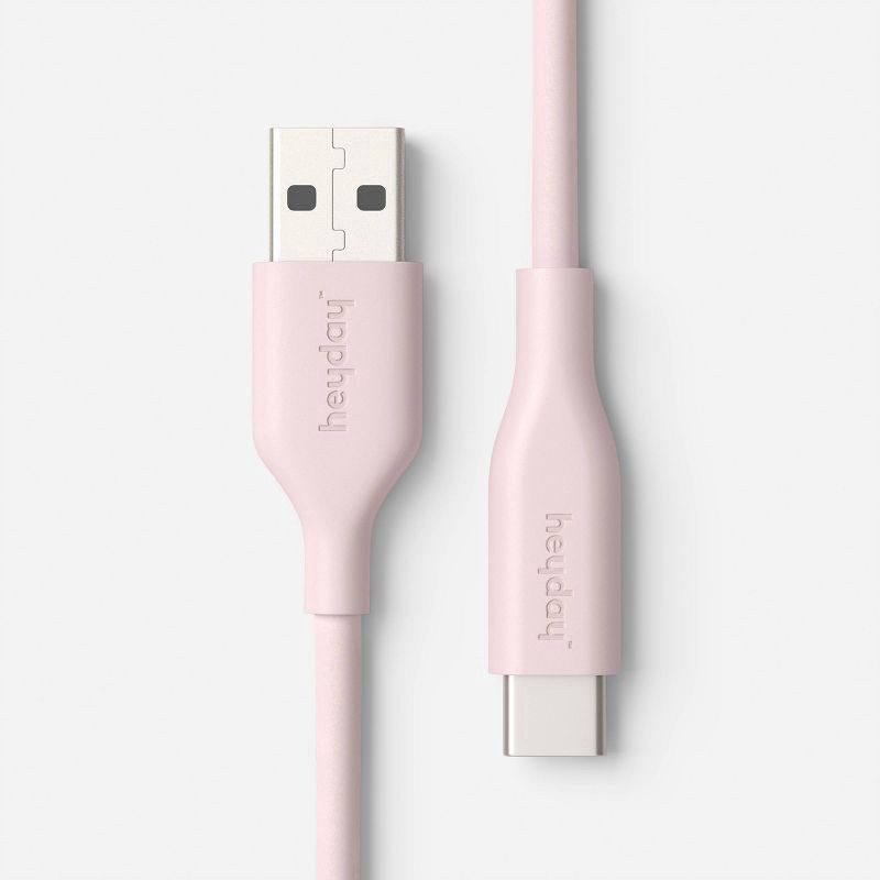 slide 1 of 3, 4ft USB-A to USB-C Silicone Cable -heyday™ Cosmetic Pink, 4 ft