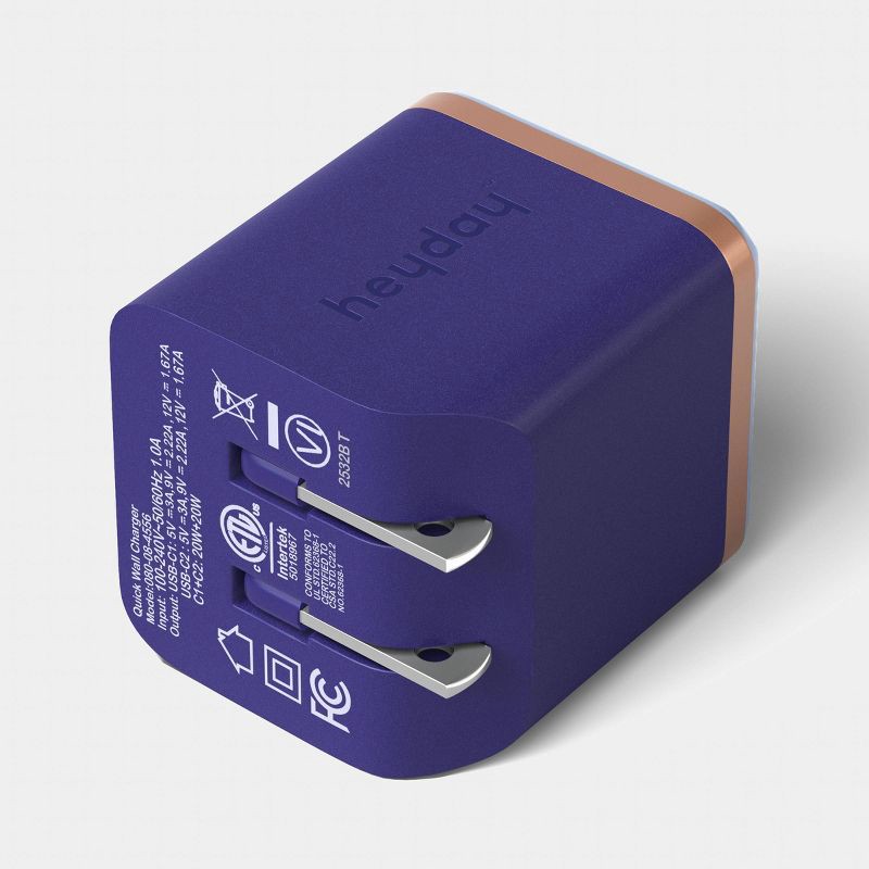 slide 3 of 3, Wall Charger 2 Port USB-C + USB-C 40W - heyday™ Fluted Future Dusk Blue, 1 ct