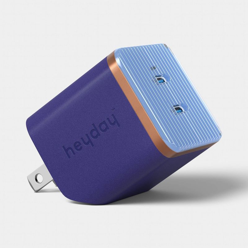 slide 1 of 3, Wall Charger 2 Port USB-C + USB-C 40W - heyday™ Fluted Future Dusk Blue, 1 ct