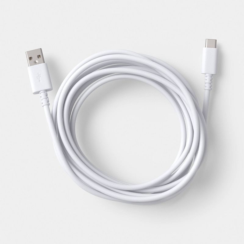 slide 2 of 3, 10ft USB-A to USB-C Cable - dealworthy™ White, 10 ft