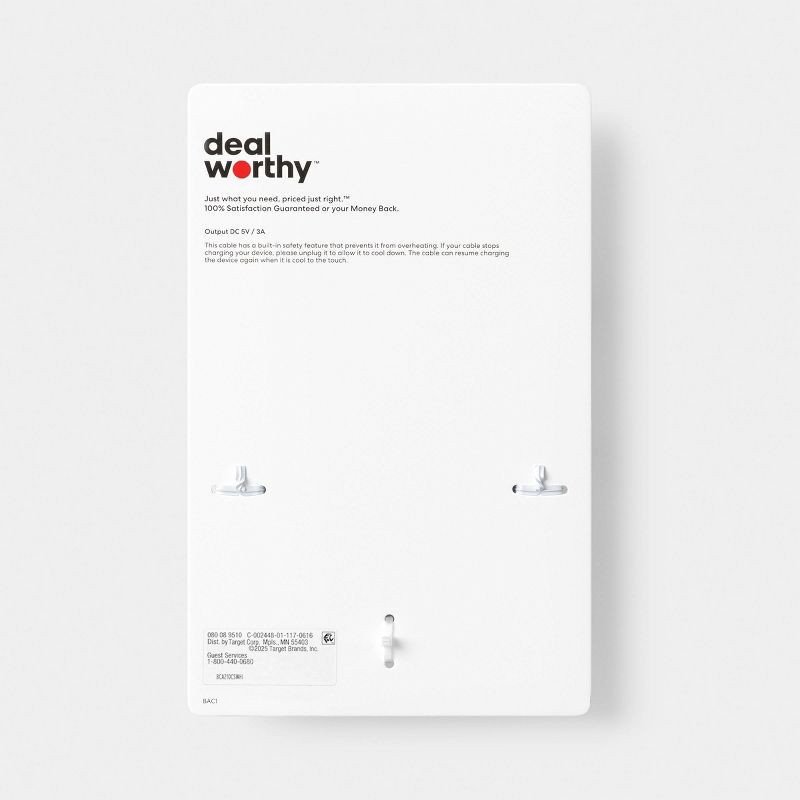 slide 3 of 3, 10ft USB-A to USB-C Cable - dealworthy™ White, 10 ft