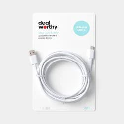 10ft USB-A to USB-C Cable - dealworthy™ White