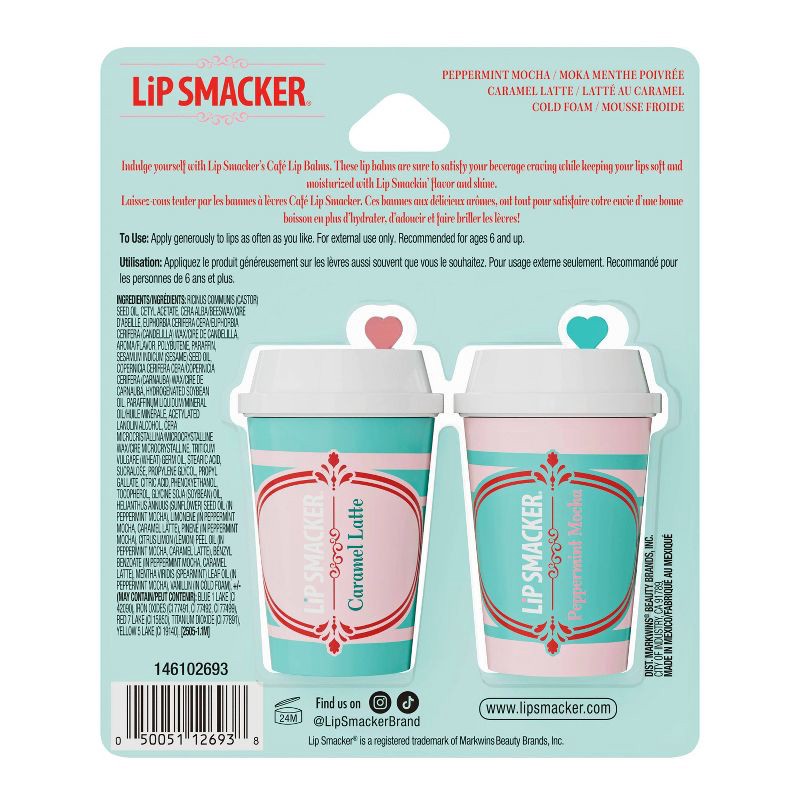 slide 7 of 7, Lip Smacker Holiday Cafe Lip Balm Trio - Peppermint Mocha Carmel Latte & Whipped Cream - 3ct, 3 ct