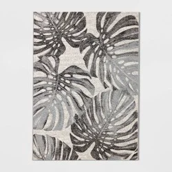 5'x7' Tonal Palm Rectangular Woven Outdoor Area Rug Gray - Threshold™
