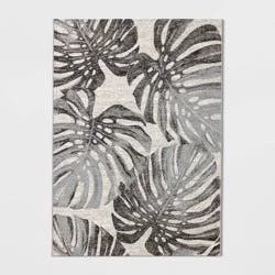 5'x7' Tonal Palm Rectangular Woven Outdoor Area Rug Gray - Threshold™