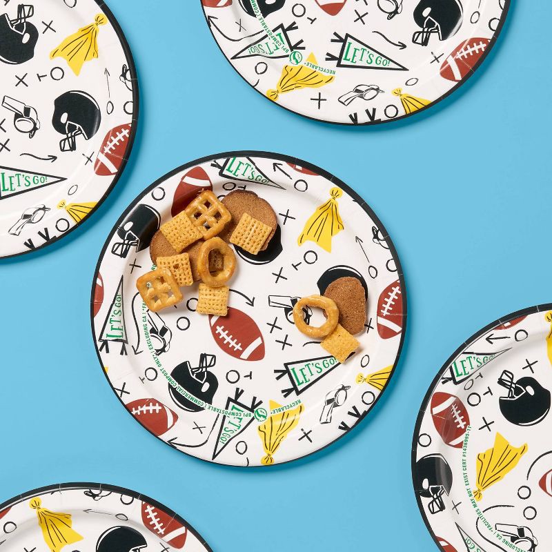 slide 2 of 3, Game Day Disposable Plates 7" - Football Icons - 40ct - up&up™, 40 ct