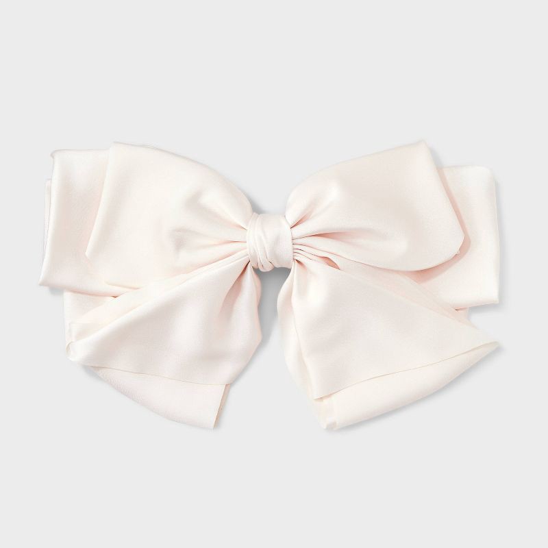 slide 1 of 3, Satin Bow Hair Barrette - A New Day™ Cream, 1 ct