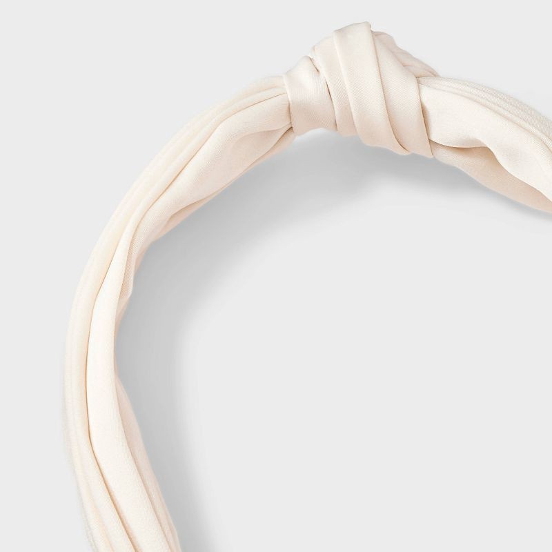 slide 3 of 3, Satin Top Knot Headband - A New Day™ Cream, 1 ct