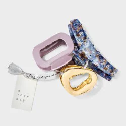 Assorted Marble and Cut Out Hair Claw Clip Set 3pc - A New Day™ Multicolor