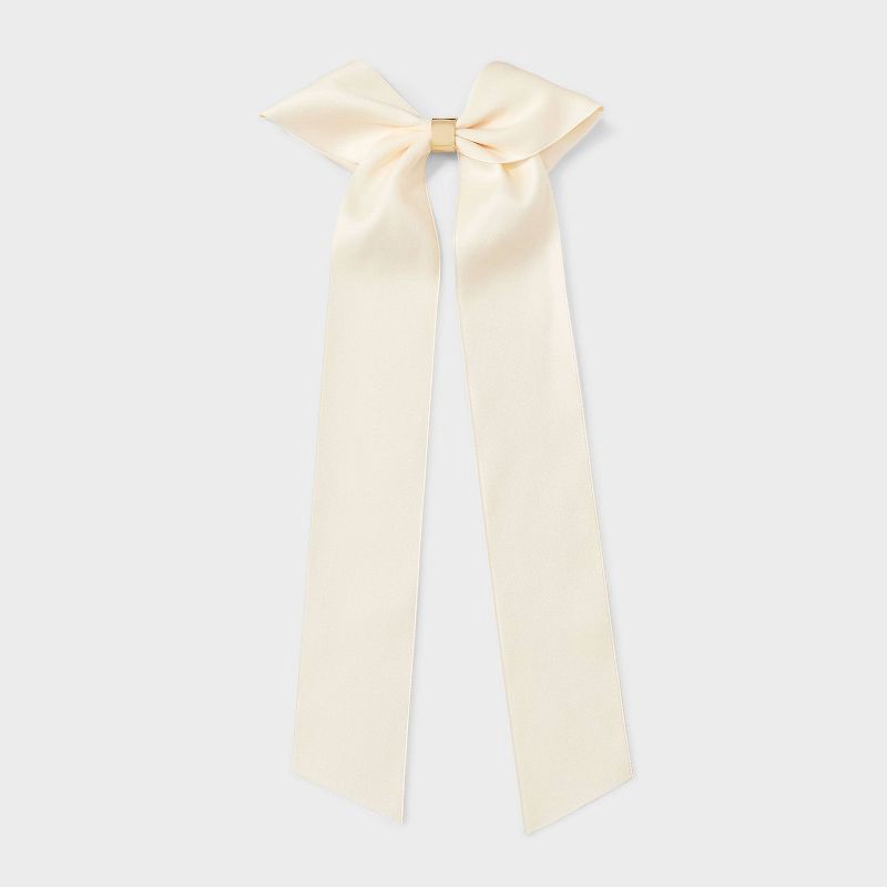 slide 1 of 3, Bow with Gold Center Hair Clip - A New Day™ Ivory, 1 ct