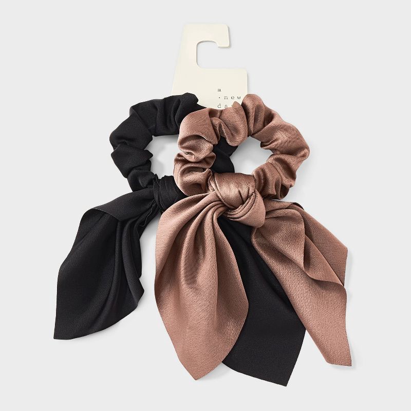 slide 2 of 3, Classic Short Tail Hair Twister Set 2pc - A New Day™ Black/Brown, 2 ct