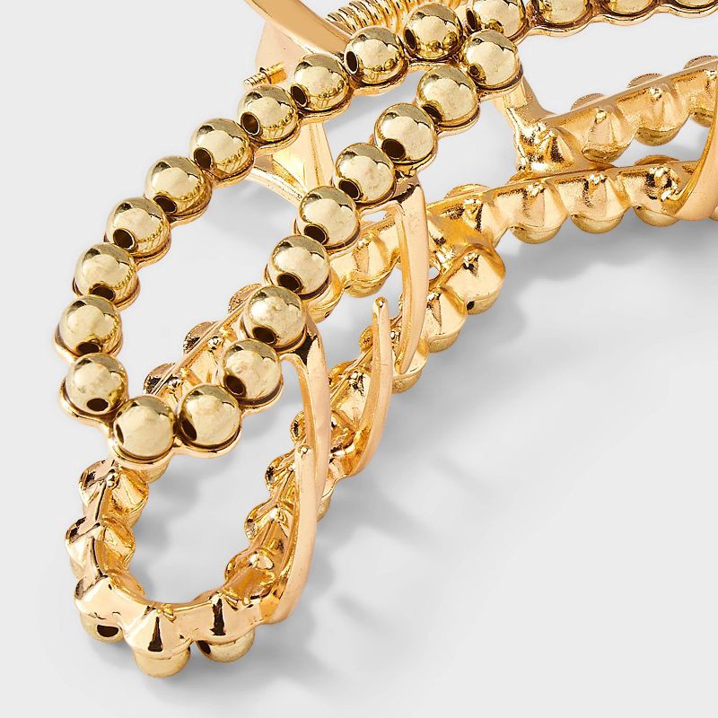 slide 3 of 3, Metal Round Studded Loop Hair Claw Clip - A New Day™ Gold, 1 ct