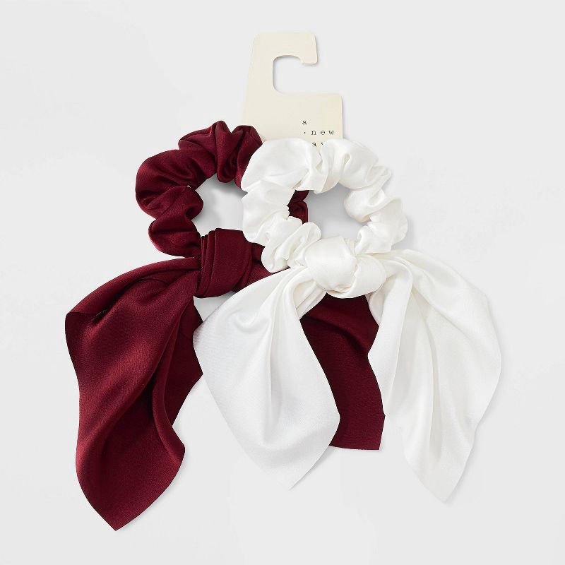 slide 2 of 3, Classic Short Tail Hair Twister Set 2pc - A New Day™ Red/White, 2 ct