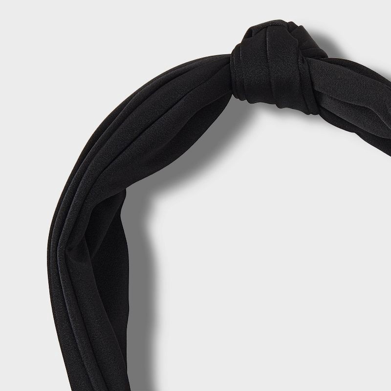 slide 3 of 3, Satin Top Knot Headband - A New Day™ Black, 1 ct