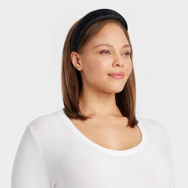 slide 2 of 3, Velvet Padded Headband - A New Day™ Black, 1 ct