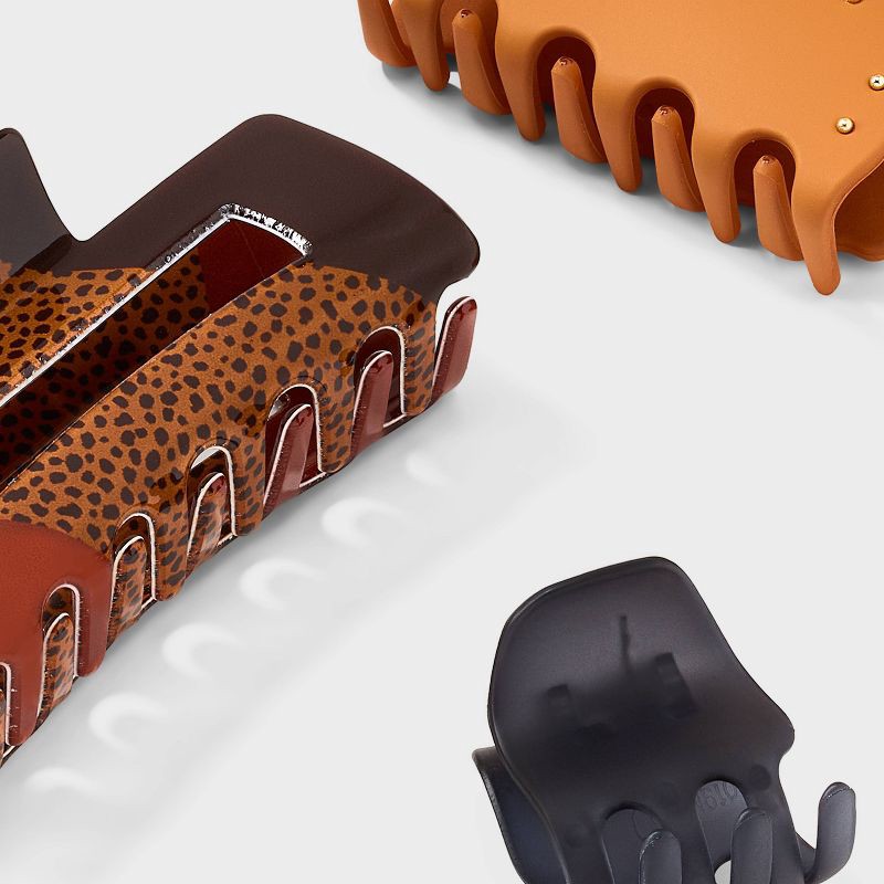 slide 3 of 3, Variety Claw Hair Clip Set 3pc - Universal Thread™ Navy/Brown, 3 ct