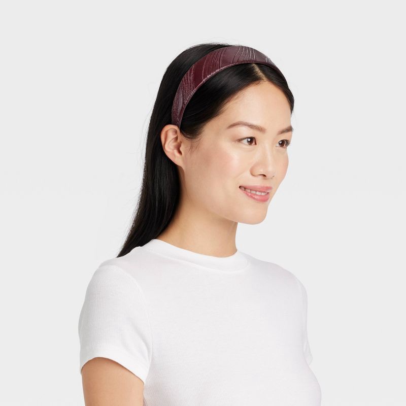 slide 2 of 3, Pleated PU Padded Headband - Universal Thread™ Maroon, 1 ct