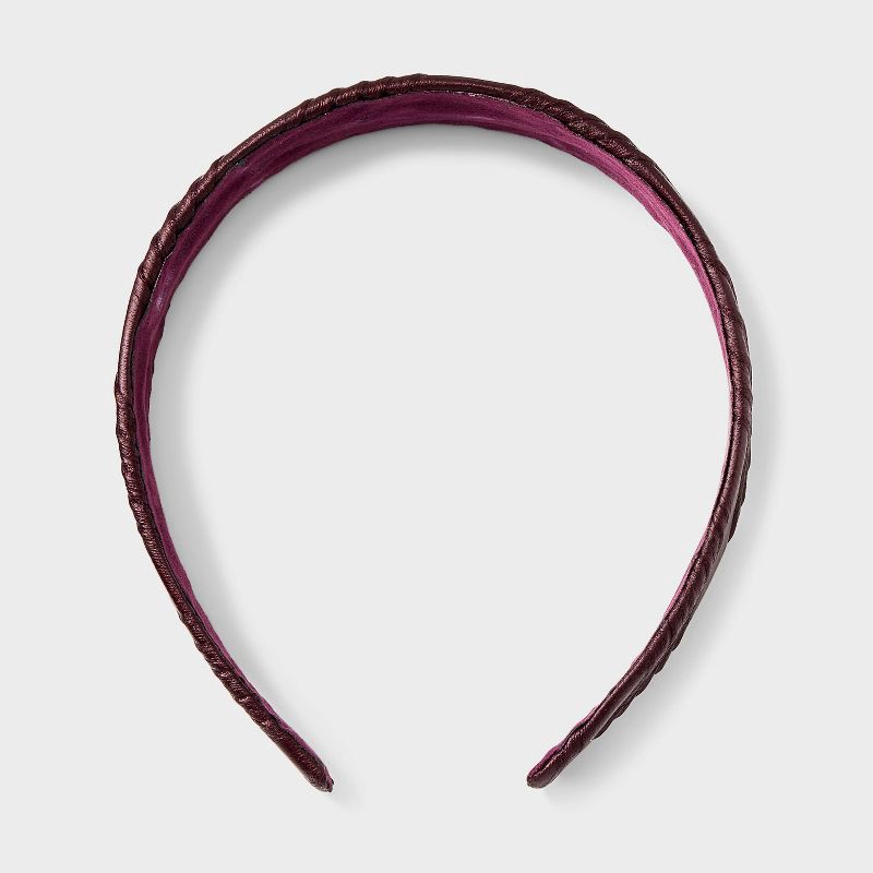 slide 1 of 3, Pleated PU Padded Headband - Universal Thread™ Maroon, 1 ct