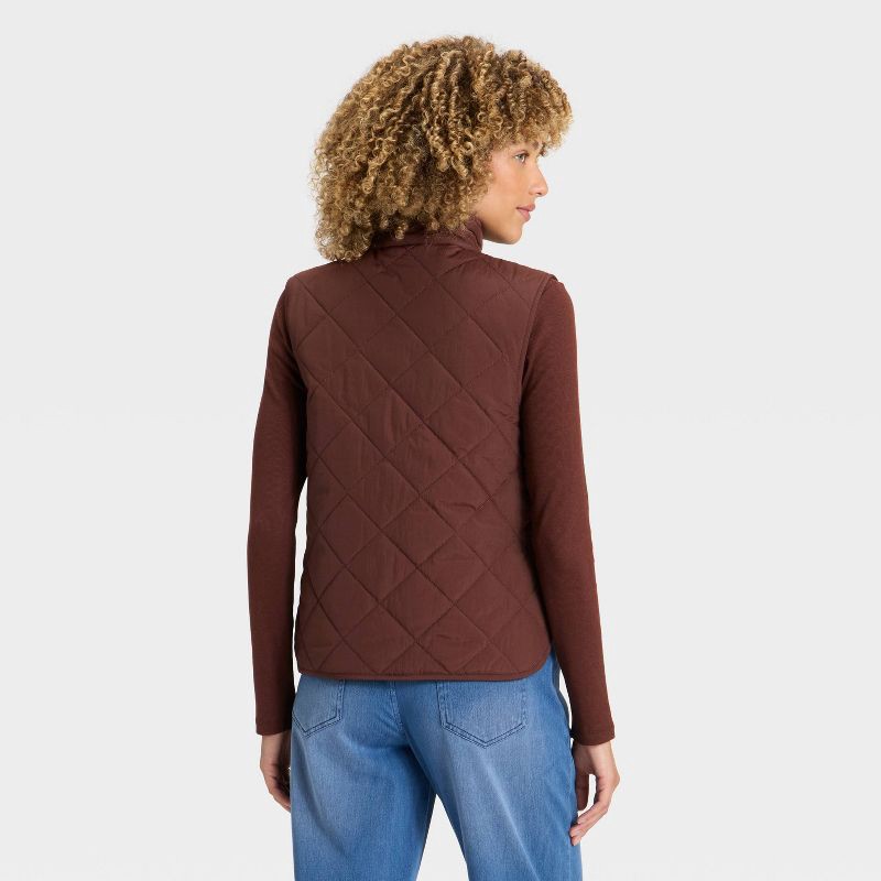 slide 2 of 3, Women's Quilted Vest - A New Day™ Brown XL, 1 ct
