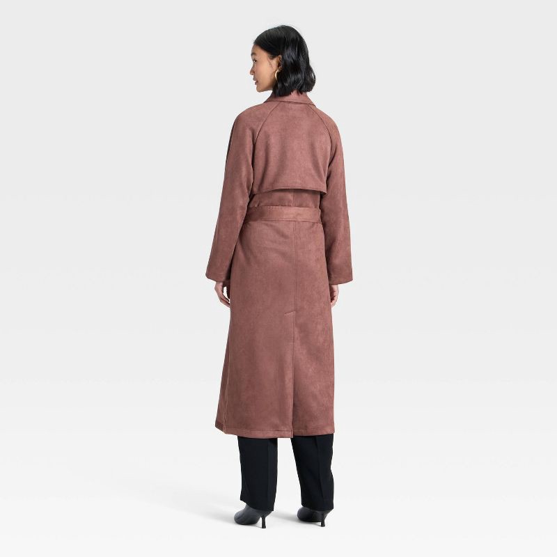 slide 2 of 3, Women's Faux Suede Trench - A New Day™ Brown XS, 1 ct