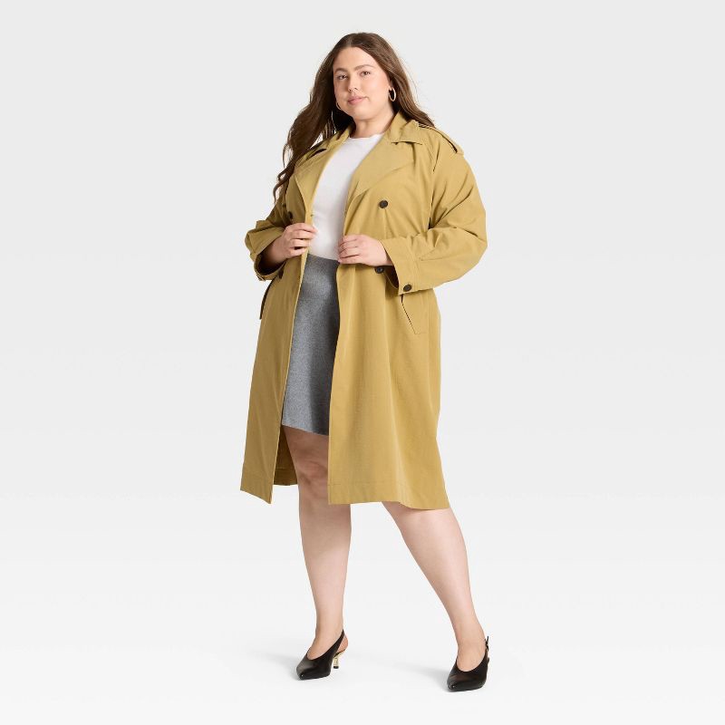 slide 3 of 3, Women's Relaxed Trench Coat - A New Day™ Tan XXL, 1 ct