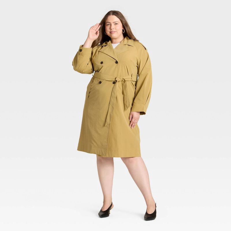 slide 1 of 3, Women's Relaxed Trench Coat - A New Day™ Tan XXL, 1 ct