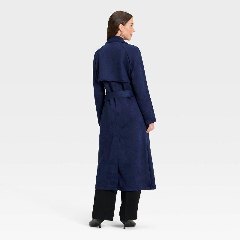 slide 2 of 3, Women's Faux Suede Trench - A New Day™ Navy XS, 1 ct