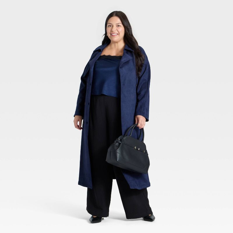 slide 3 of 3, Women's Faux Suede Trench - A New Day™ Navy XXL, 1 ct