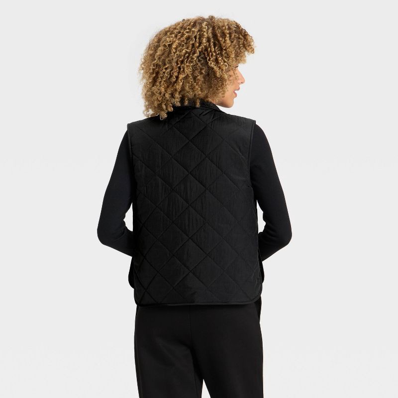 slide 2 of 3, Women's Quilted Vest - A New Day™ Black L, 1 ct