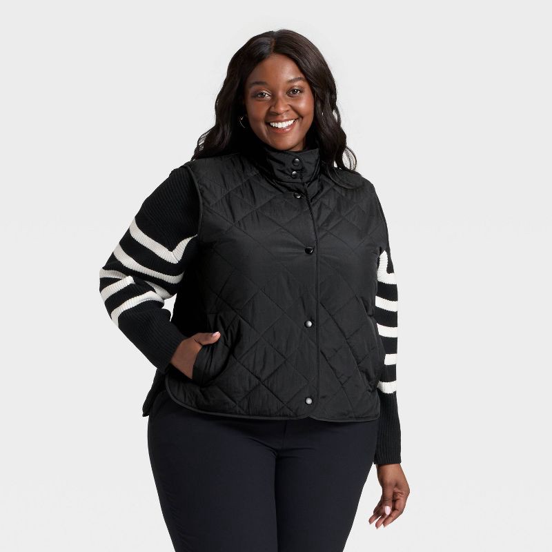 slide 1 of 3, Women's Quilted Vest - A New Day™ Black XXL, 1 ct