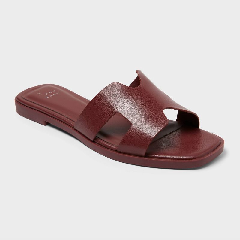 slide 1 of 4, Women's Nina Sandals with Memory Foam Insole - A New Day™ Burgundy 7, 1 ct