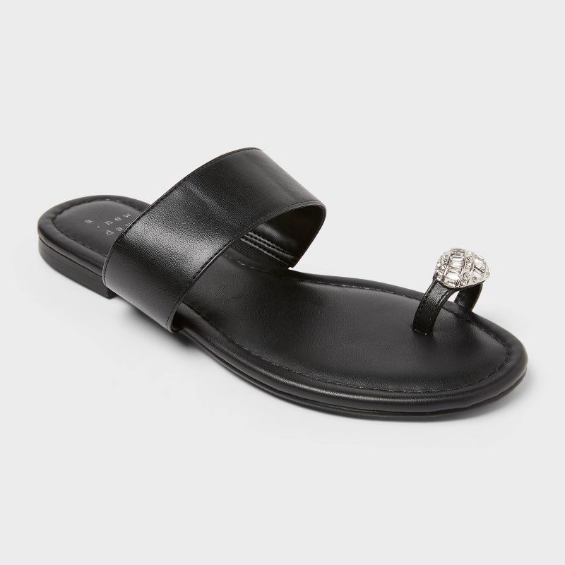 slide 1 of 4, Women's Stella Sandals with Memory Foam Insole - A New Day™ Black 7.5, 1 ct