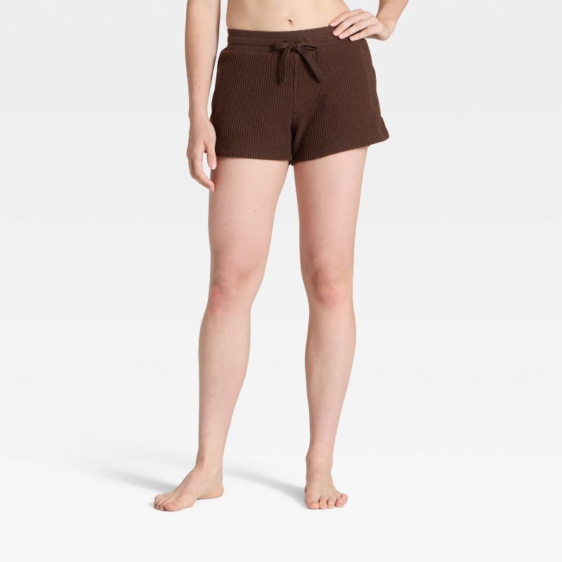 slide 1 of 3, Women's Waffle Lounge Shorts - Auden™ Brown M, 1 ct