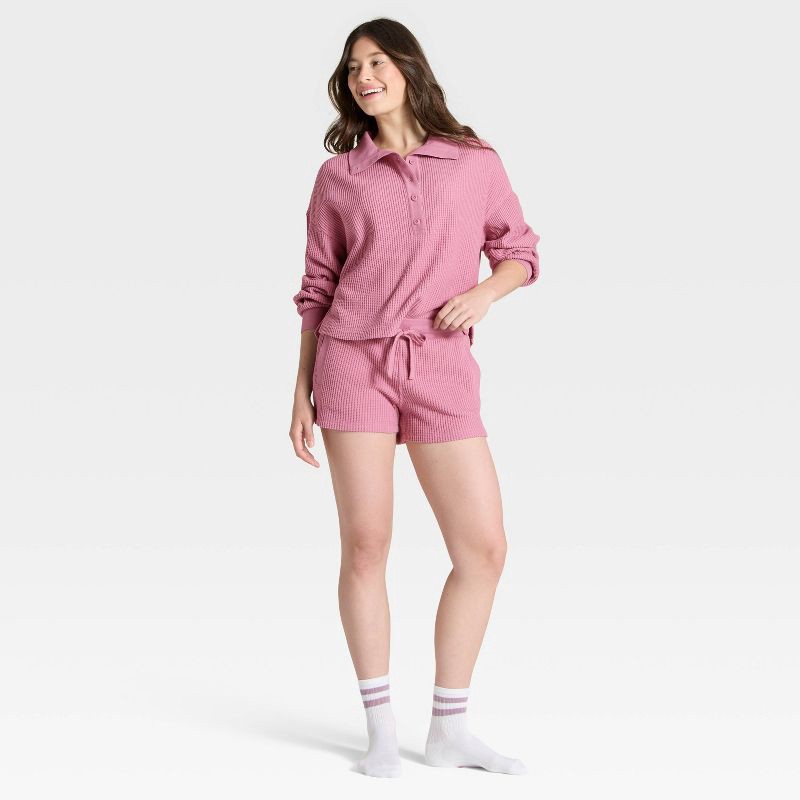 slide 3 of 3, Women's Waffle Lounge Shorts - Auden™ Pink M, 1 ct