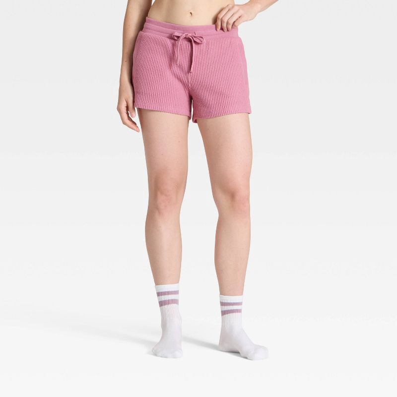 slide 1 of 3, Women's Waffle Lounge Shorts - Auden™ Pink L, 1 ct