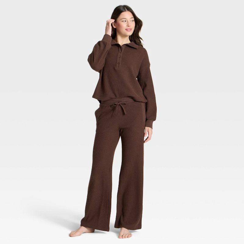 slide 3 of 3, Women's Waffle Lounge Sweatpants - Auden™ Brown L, 1 ct