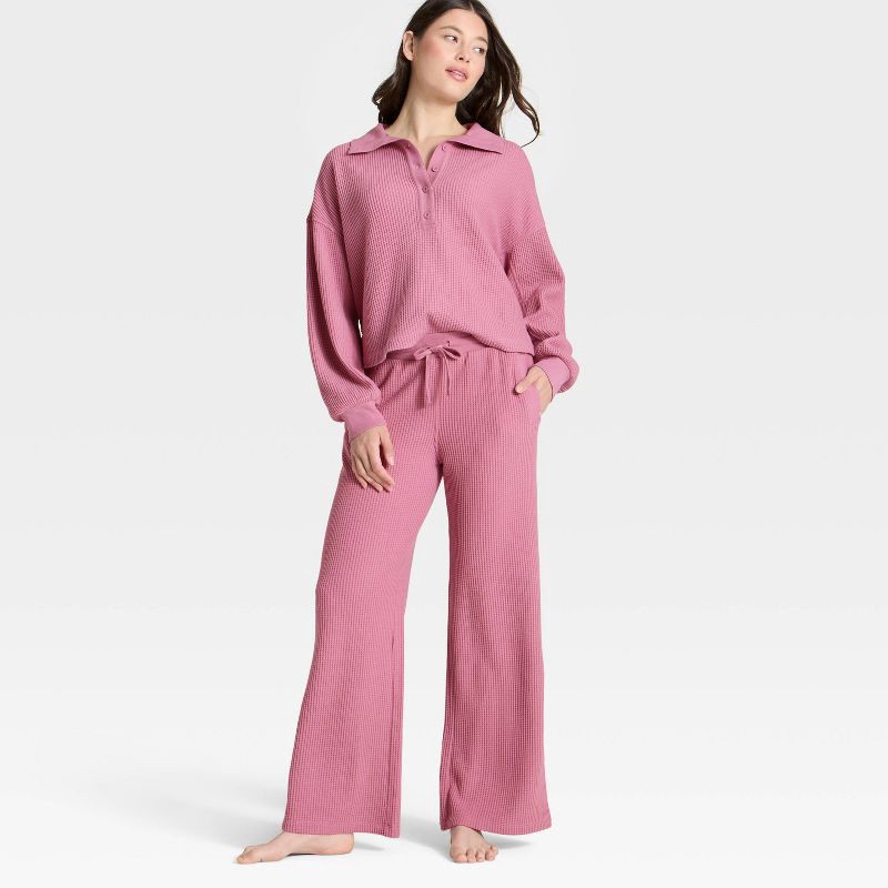 slide 3 of 3, Women's Waffle Lounge Sweatpants - Auden™ Pink XXL, 1 ct