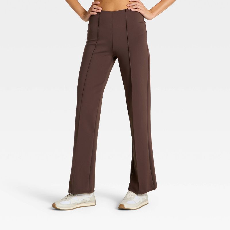 slide 1 of 5, Women's High-Rise Flare Pants - All In Motion™ Brown L, 1 ct