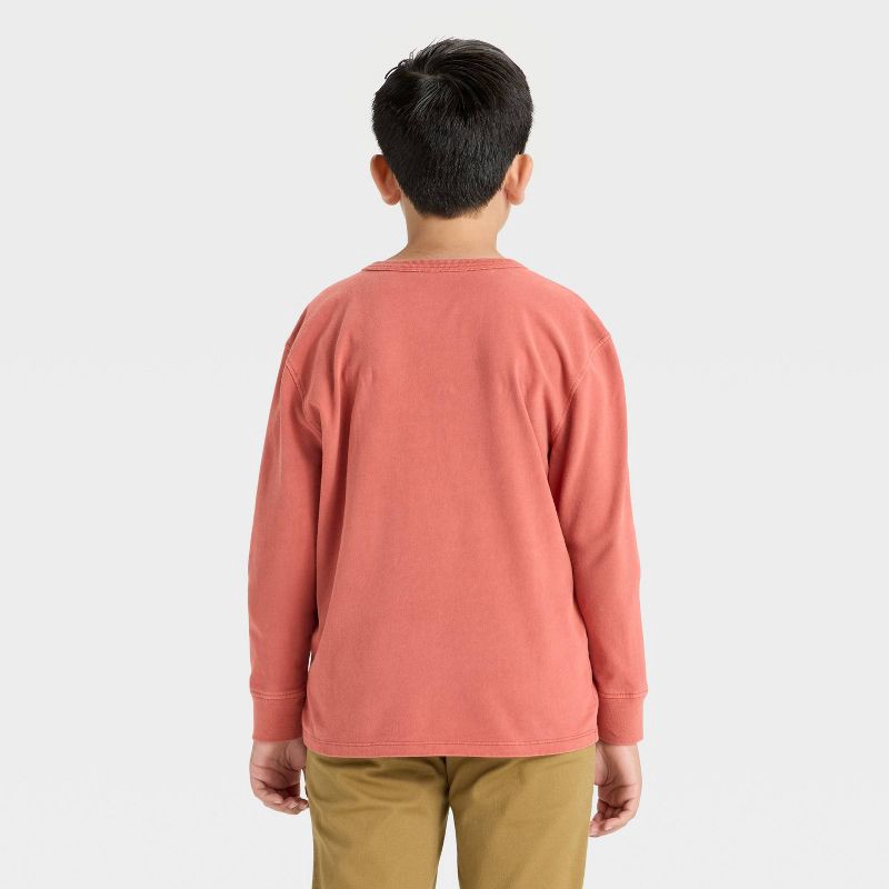 slide 2 of 3, Boys' Long Sleeve Henley T-Shirt - Cat & Jack™ Red XS, 1 ct